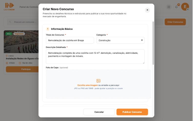Preencha a informação básica